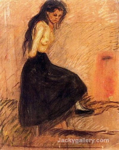 Half-Nude in a Black Skirt by Edvard Munch paintings reproduction